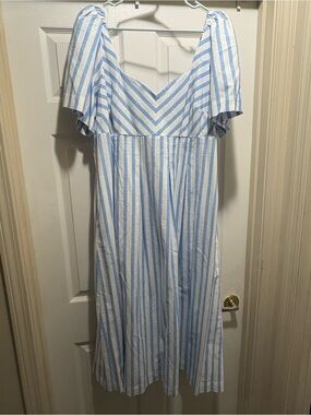 a new day Blue and White Striped Midi Dress